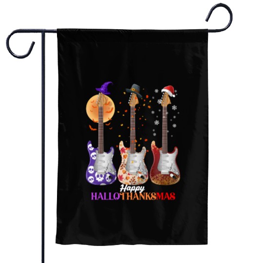 Happy HalloThanksMas Guitar  Garden Flags