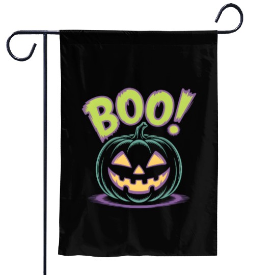 Spooky Halloween Jack-o'-Lantern Design Garden Flags