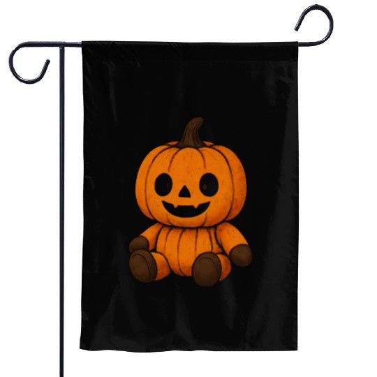 Pumpkin Plush Toy with Jack-o'-Lantern Face Garden Flags