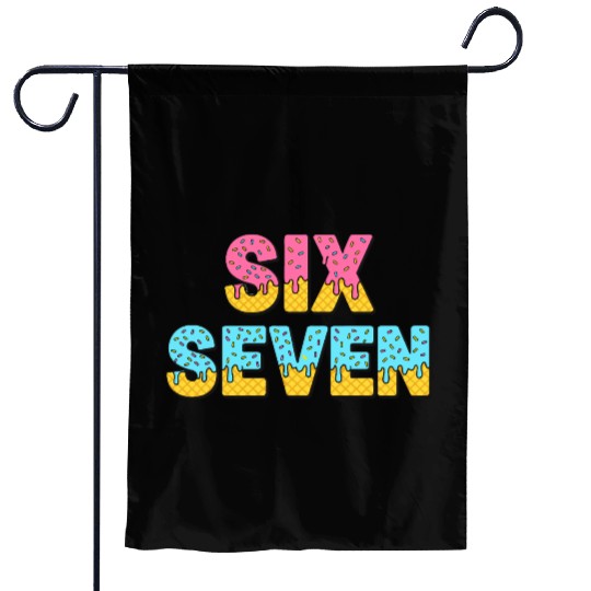67 Six Seven Meme Funny Ice Cream Drip Waffle Cone Garden Flags