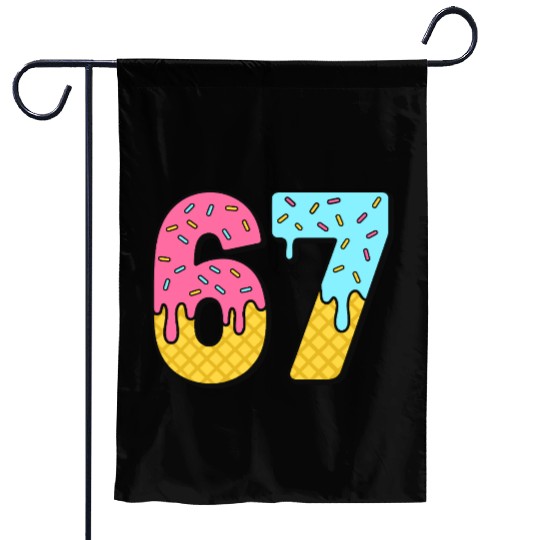 Six Seven Meme Ice Cream Drip Waffle Cone Funny 67 Garden Flags