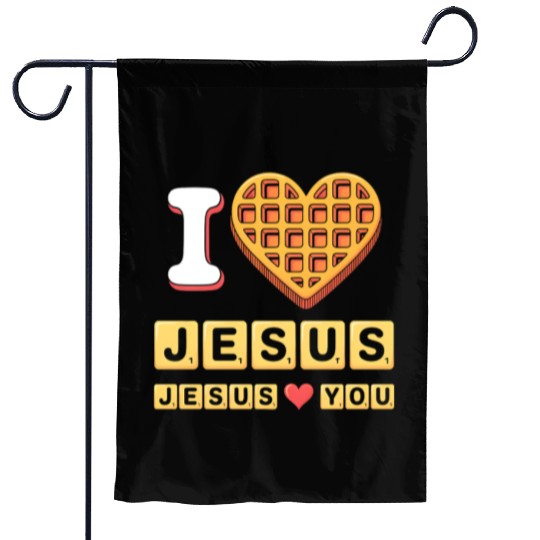 I Love Jesus Christian Breakfast Waffle Heart Garden Flags