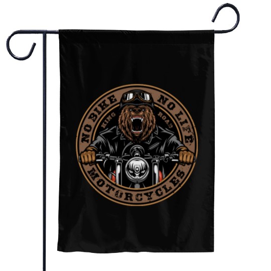 Roaring Bear Motorcycle Bike Life Garden Flags