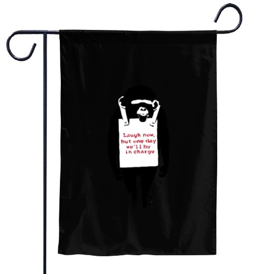 Banksy Laugh Now Monkey Garden Flags