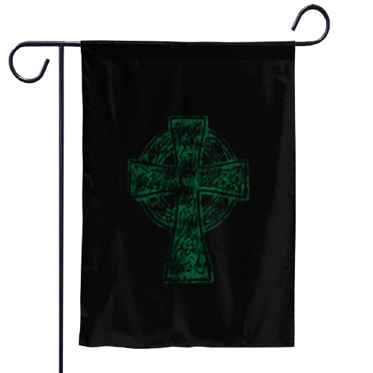 Classic Vintage Style Celtic Cross Crucifix Garden Flags