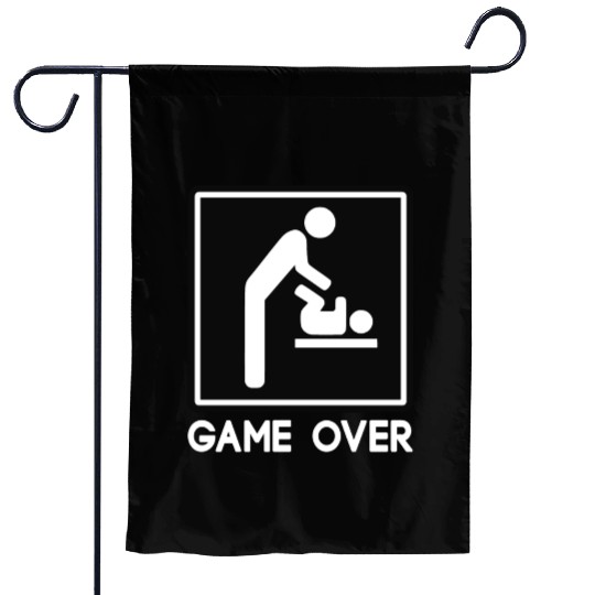 Game Over New Baby for Parent Dad Garden Flags