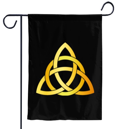 Original Triquetra circle celtic knot gold Garden Flags