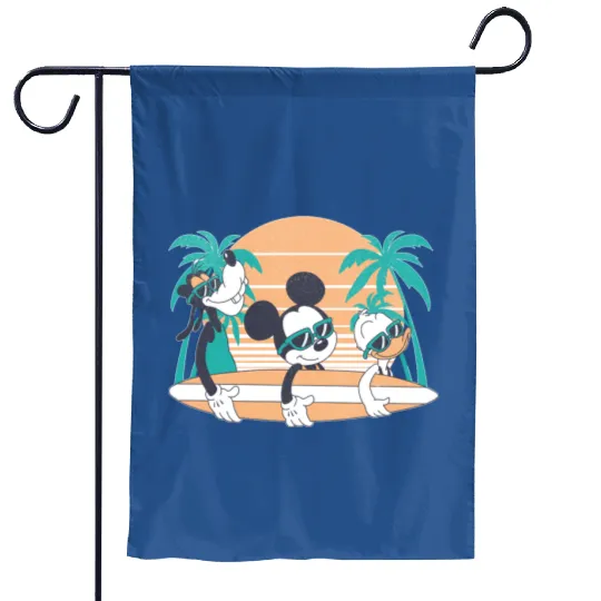 Disney Mickey and Friends Retro Surf Mickey Mouse and Goofy Group Garden Flags,Disney World
