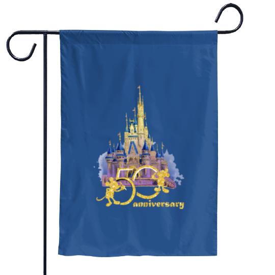 Disney 50th Anniversary Garden Flags, Disney Magic Kingdom Garden Flags, Matching Disney Family Garden Flags