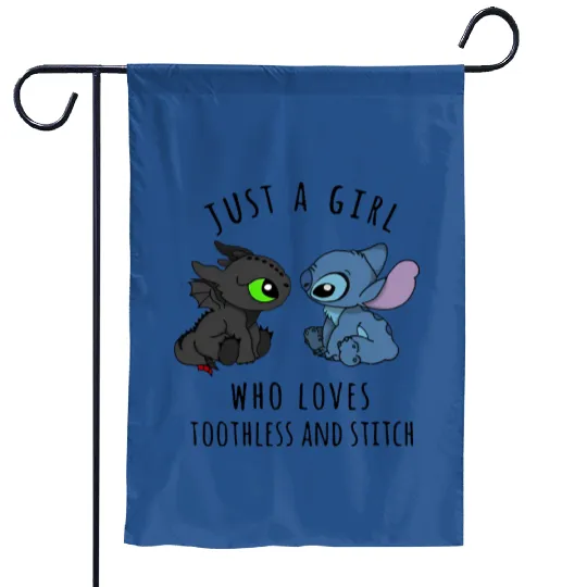 Just A Girl Who Loves Toothless And Stitch Garden Flags, Stitch Garden Flags, Cute Disney Garden Flags, Disney Matching Garden Flags