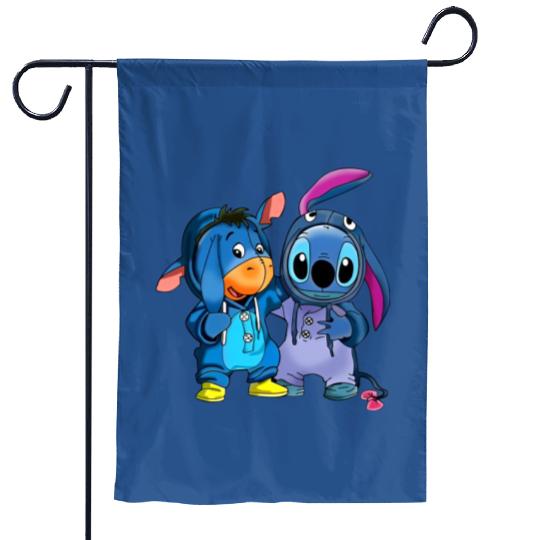 Discover Disney Eeyore and Stitch Friends Lilo and Stitch Matching Garden Flags, Disney World Garden Flags