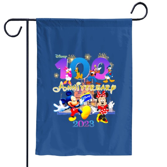 Family Disney Vacation 2023 Garden Flags, Disneyland 100th Anniversary