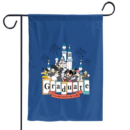 From The Tassel To The Castle Graduate 2023 Garden Flags, Disney Graduation Mickey & Friends Happy Grad Garden Flags