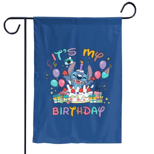 Stitch Birthday Garden Flags, Lilo and Stitch Birthday Garden Flags, Disneyland Birthday Trip Garden Flags