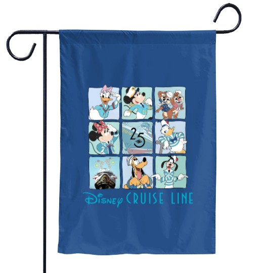 Disney Cruise line 25th anniversary Garden Flags, Silver anniversary at sea Garden Flags, Family cruise 2023 Garden Flags