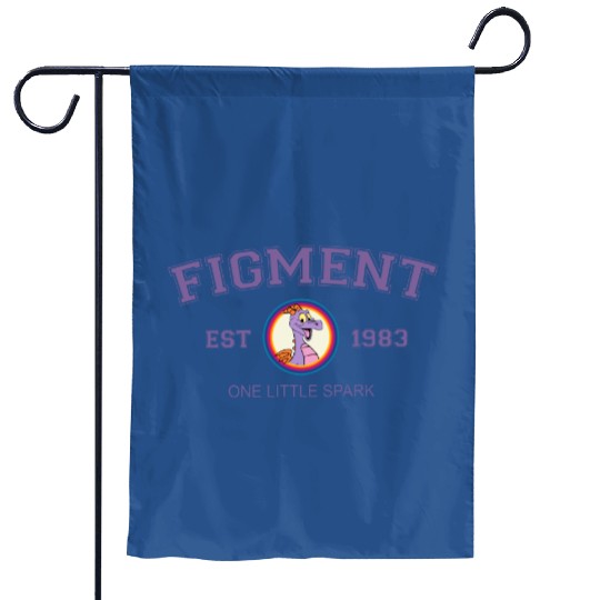 Disney Figment 2 Sided Print Garden Flags Purple Dragon Garden Flags , Figment Est 1983, One Little Spark Vintage Garden Flags