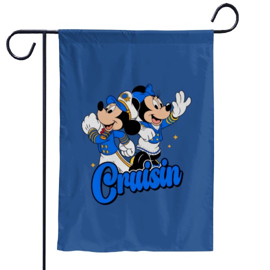 Cute Mickey Mouse & Minnie Magical Cruisin Garden Flags, Disney Cruise Line 25th Silver Anniversary At Sea Garden Flags