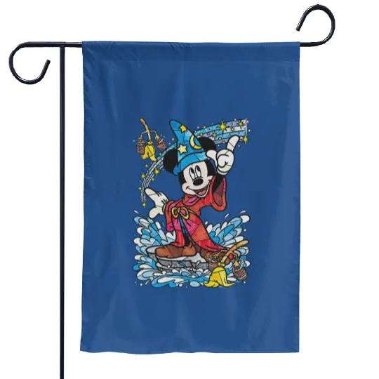 Disney Fantasia Sorcerer Mickey Mouse Magic Wizard Retro Garden Flags, Magic Kingdom Garden Flags Family Birthday Gift