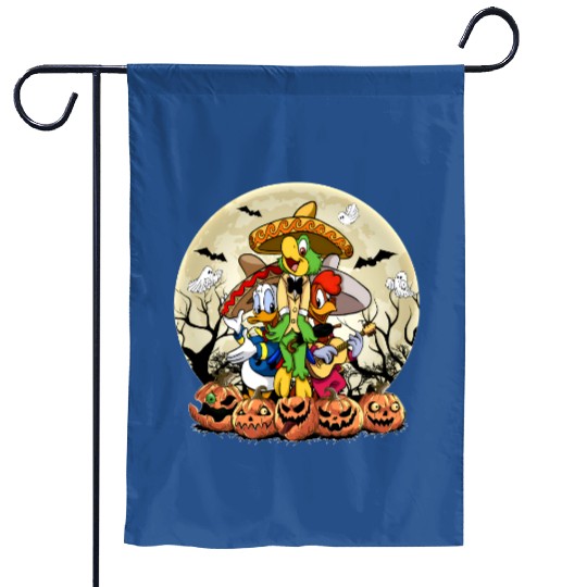 Retro Disney Three Caballeros Halloween Garden Flags, WDW Halloween Party Matching Family Garden Flags