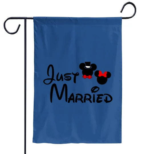 Just Married Garden Flags, Disney Garden Flags, Couple Garden Flags, Disneyland Wedding Gift Garden Flags