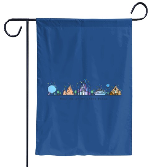 Vintage Disney Meet Me At My Happy Place 2 Side Garden Flags, Vintage Disneyland Garden Flags