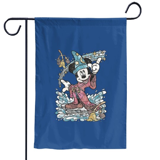 Disney Fantasia Sorcerer  Color Garden Flags, Mickey Mouse Magic Wizard Retro Garden Flags