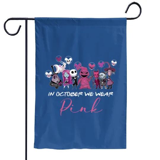 Disney Halloween Garden Flags, In October We wear Pink, Oogie Boogie 2022
