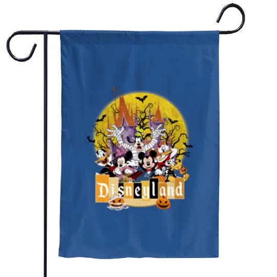Retro Disneyland Halloween Vacation Garden Flags, Mickey and Friends Halloween