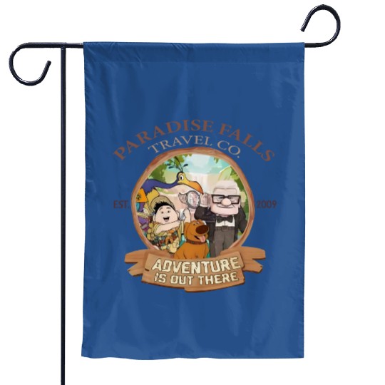 Disney Up Paradise Falls Est 2009 Travel Co. Garden Flags, Adventure is out there Disney Up Garden Flags