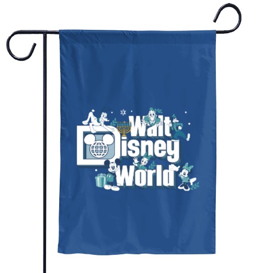 Mickey Friends Happy Hanukkah Garden Flags, Disney Dreidel Menorah Garden Flags