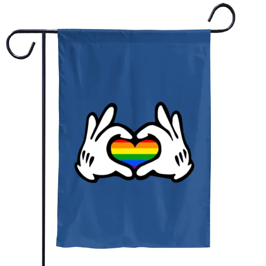 Discover Mickey Hands Heart Love LGBT Garden Flags, Rainbow Pride Disney Garden Flags, Mickey Mouse Equality Garden Flags