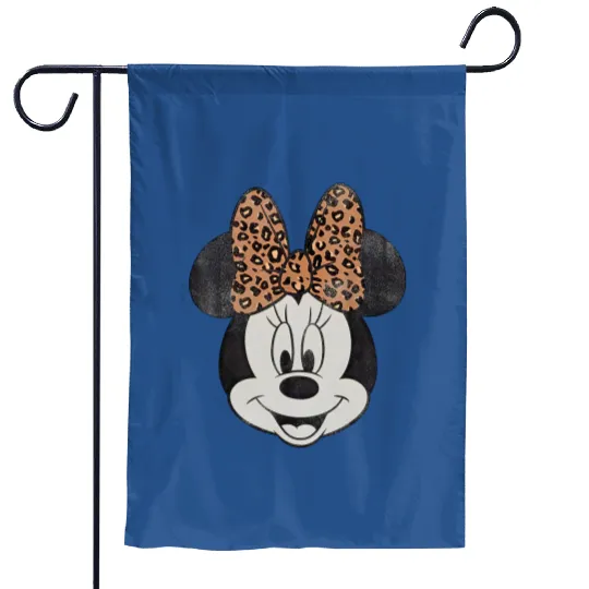 Disney Minnie Distressed Vintage Leopard Bow Portrait Garden Flags, Minnie Mouse Garden Flags
