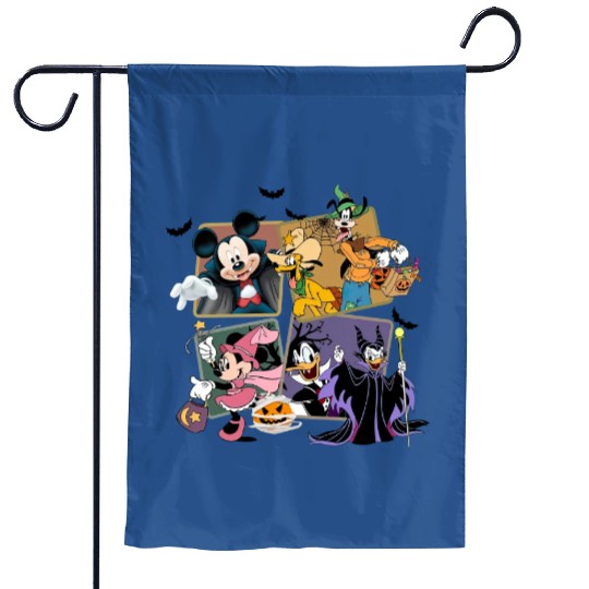 Vintage Halloween Mickey and Friends Garden Flags, Disney Halloween Garden Flags