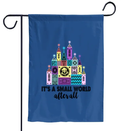 It's A Small World After All Garden Flags, Small World Garden Flags, Disneyland Garden Flags, Cute Colorful Disney Garden Flags, Disney Garden Flags, Disney World Garden Flags