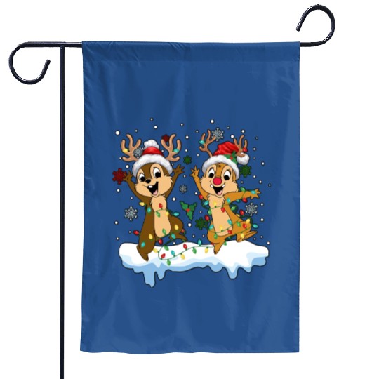 Disney Chip And Dale Christmas Garden Flags, Cute Christmas Couples Garden Flags