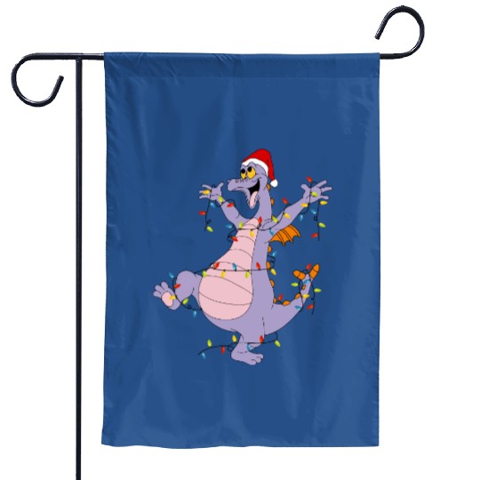 Disney Figment Christmas Lights Garden Flags, Figment Merry Christmas Garden Flags, Purple Dragon Epcot Disneyland Christmas Matching Family Garden Flags