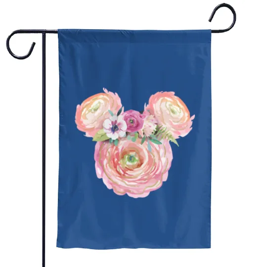 Flower Mickey Ear Garden Flags, Disney floral Garden Flags, Rose Garden Flags, Garden lover Garden Flags