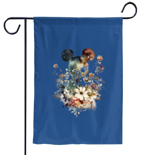 Mickey Mouse Flower Garden Flags, Mickey Floral Ears Garden Flags, Floral Garden Flags, Disney Family Trip