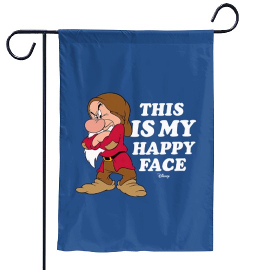 Disney Funny Grumpy This Is My Happy Face Garden Flags, Snow White And The Seven Dwarfs Garden Flags