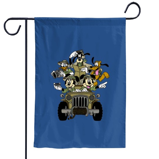 Mickey & Friends Animal Kingdom Safari Jeep Garden Flags, Disney Garden Flags