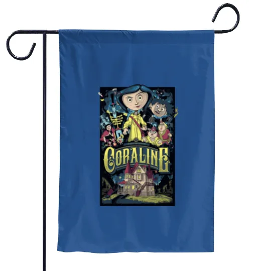 Coraline Garden Flags, Coraline Doll Garden Flags, Vintage Disney Halloween Party Garden Flags