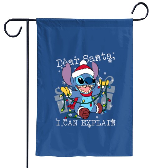 Cute Lilo & Stitch Christmas Dear Santa I Can Explain Garden Flags, Funny Disney