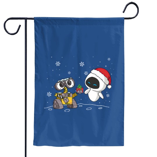 Disney Wall-E and Eve Christmas Lights Garden Flags, Santa Eve Garden Flags, Merry Christmas 2022 Garden Flags