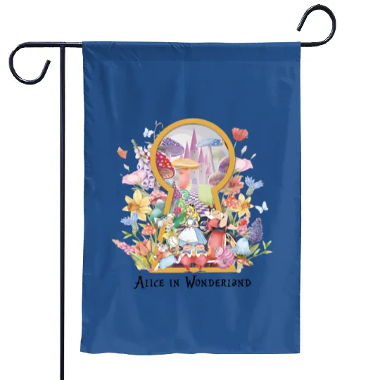 Alice In Wonderland Water Color  Garden Flags,Retro Disney Garden Flags, Disney World Garden Flags,Disney Movie Garden Flags, Disneyland Trip Garden Flags