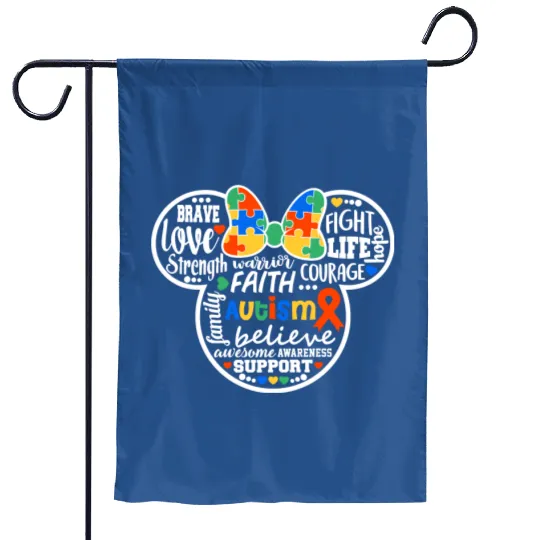 Autism Minnie Mouse Garden Flags, Autism Disney Garden Flags, Matching Autism Garden Flags