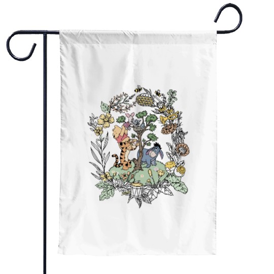 Winnie The Pooh Flower Garden Flags, Disney Pooh Friends Garden Flags, Pooh Garden Flags