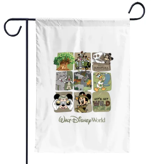 Disney Animal Kingdom Garden Flags, Vintage Animal Kingdom Garden Flags, Mickey Safari Garden Flags