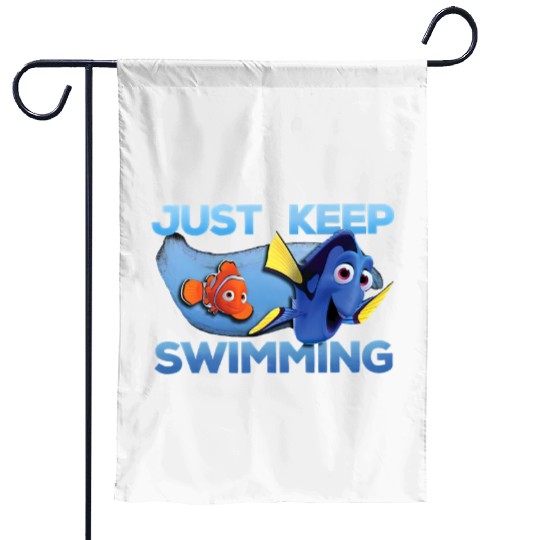 Disney Finding Nemo Just Keep Swimming Funny Nemo And Dory Garden Flags, Cartoon Garden Flags, Cute Garden Flags, Gift For Family