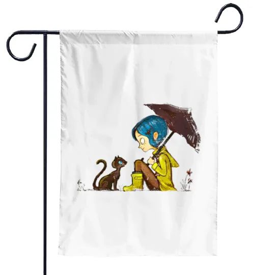 Vintage Coraline Garden Flags, Vintage Coraline Doll Garden Flags, Vintage Disney Halloween Party Garden Flags