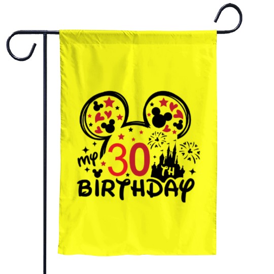 30th Birthday Garden Flags, Disney Squad, Minnie Mickey Birthday Squad Garden Flags